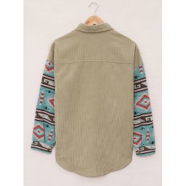 Plus Size, Plus Size Women's Turquoise Southwestern Turquoise & Multicolor Button-Front Sweater - Boho-Chic Southwestern Style with Turquoise, Red, Black, White, Brown, Beige - H-Line Silhouette, All-Season Casual Sweater for Layering or Standalone Outfits (Machine Washable) - Relaxed Fit with Button-Up Front, Non-Stretch Fabric, Button Detailing, and Cultural Southwestern Print, Sweatshirts for Women Plus Size