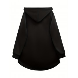 [Christian Faith Hooded Coat] Plus Size - Women's Plus Size Christian Faith Hooded Coat - Lined Hooded Sweatshirt With Bible Verse Print (John 15:5) & Christian Slogan, Casual Pullover For Fall/Winter, Soft Warm Winter Jacket, PLUS SIZE