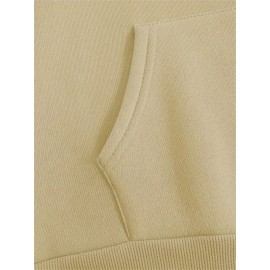 Los Angeles Letter Print Casual Hooded Sweatshirt - Long Sleeves Oversized Hooded Sweatshirt with Popular Extension