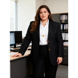 Plus Size - 8000NW Big Size Navy Blue Women'S Suit. Jacket Material: 100% . 8000NW Navy Blue Women'S Suit. This Slim-fitting, Elegant, And Unique Business Suit Has A Simple Style And Is Suitable For Spring And Autumn Wear