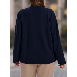 Plus Size, Women's Plus Size Elegant Suit Jacket - Solid Color Professional Blazer, All-Season Casual & Office Wear, Regular Fit for Weddings, Business Meetings, Everyday (Hand Wash/Dry Clean Care) - Versatile Year-Round Outerwear