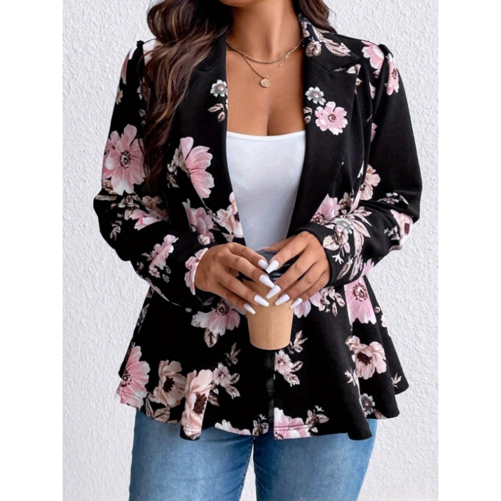 Plus Size - Oversized Floral Patterned Blazers, New Women'S Suit Jackets for Autumn And Winter from Europe And America, Blazer For Women Plu Size, Plu Size Blazer For Women