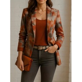 Plus Size, Women's Slim-Fit Striped Blazer Jacket with /Notch Collar - Tailored Fit, Vertical stripe suit for Fall/Winter, Machine Washable Elegant Outerwear (Casual to Professional Wear)