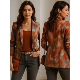 Plus Size, Women's Slim-Fit Striped Blazer Jacket with /Notch Collar - Tailored Fit, Vertical stripe suit for Fall/Winter, Machine Washable Elegant Outerwear (Casual to Professional Wear)