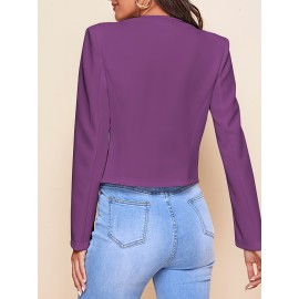 Plus Size - Women'S Plus Size Blazer Jacket - Chic Office to Party Outerwear with Zipper Pocket, Structured Fit Winter Coat for Women, Fall/Winter Fashion Jacket in Neutral Colors (Black/Beige/Brown/Gray/Blue/More) - Everyday & Formal Events, Casual Layering Piece, Sleek Fabric Design, Fall Outerwear, Stylish Coat, Durable Material, Professional Women