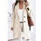 Plus-Size Women'S Winter Warm Collared Button- Long-Sleeve Coat Jacket with Navy & Plaid Print, Golden-Tone Lapel Collar & Chest Pocket - Casual to Semi-Formal Outerwear for Autumn & Winter, Durable Easy-Care Fabric (No Shrinkage) - Versatile Everyd