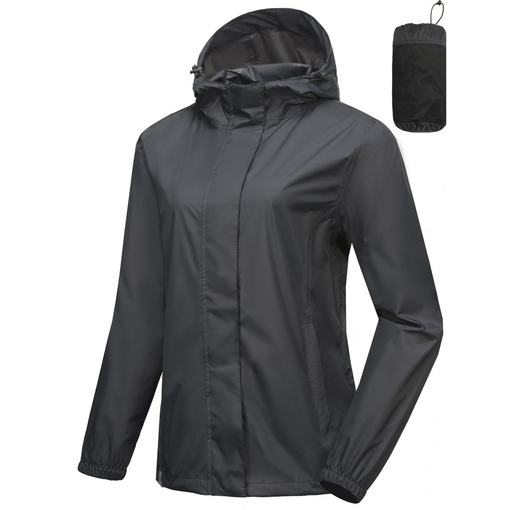 Women's Lightweight Waterproof Rain Jacket, Packable Rain Shell with Hood