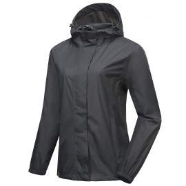 Women's Lightweight Waterproof Rain Jacket, Packable Rain Shell with Hood