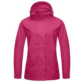 Women's Lightweight Waterproof Rain Jacket, Packable Rain Shell with Hood