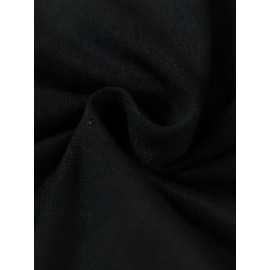 Plus Size Women's Oversized H-Line Dress - Short Sleeve A-Line Knee-Length Black & White Print Dress with 