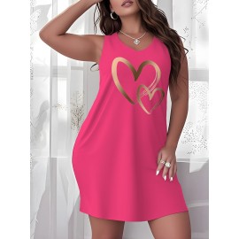 [Plus size Women's nightdress]Large Size Women's Valentine's Day Heart Print Nightdress